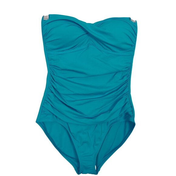 Anne Cole Women's Live In Color Twist Front Shirred One Piece blue Swimsuit Sz 6 - Picture 8 of 10